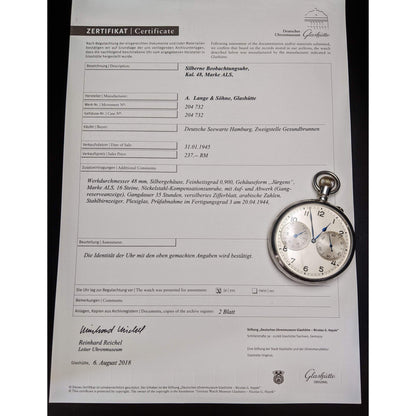 A. Lange &amp; Söhne Montre de Poche Seconde Guerre Mondiale Militaire U Boat B-Uhr 1945