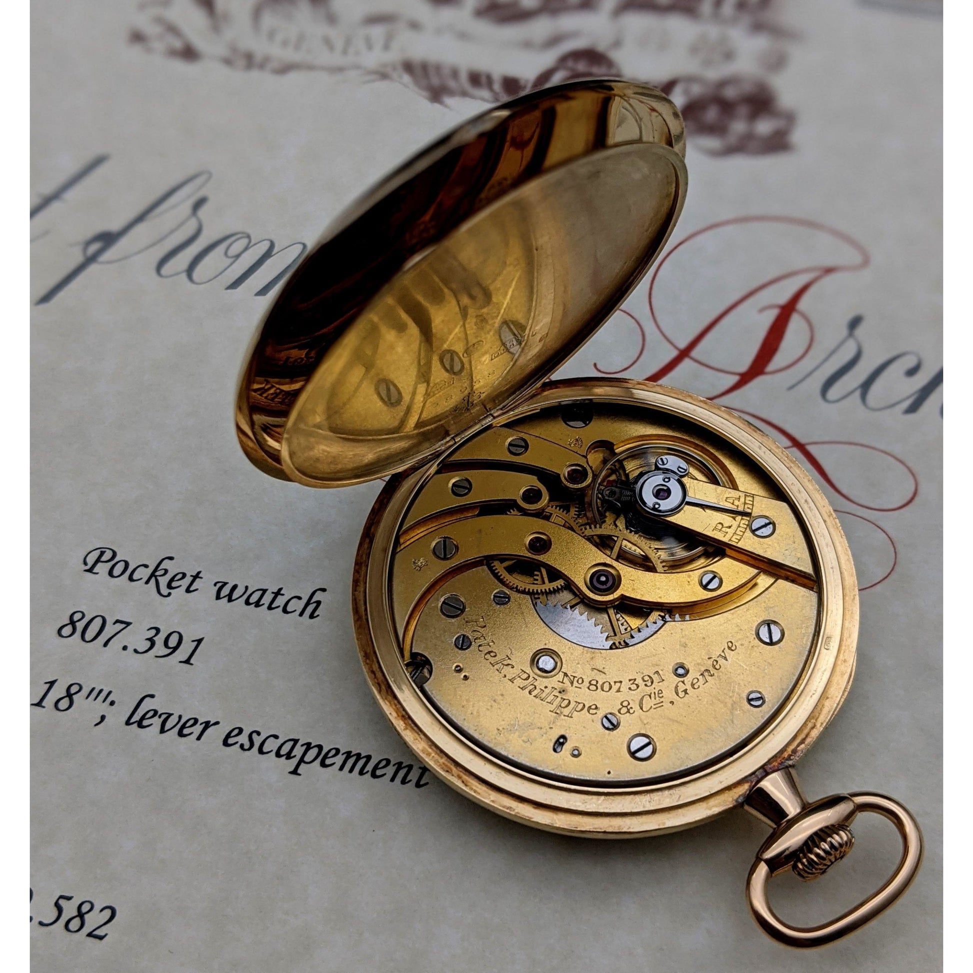 Patek Philippe 1924 unique Geneve Gold with Extract from  Patek Philippe Archives - E-V-W.com