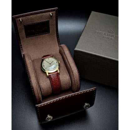 Patek Philippe Calatrava 18k Gold / very rare dial with silver ring/Patek Philippe Certificate and Box - E-V-W.com