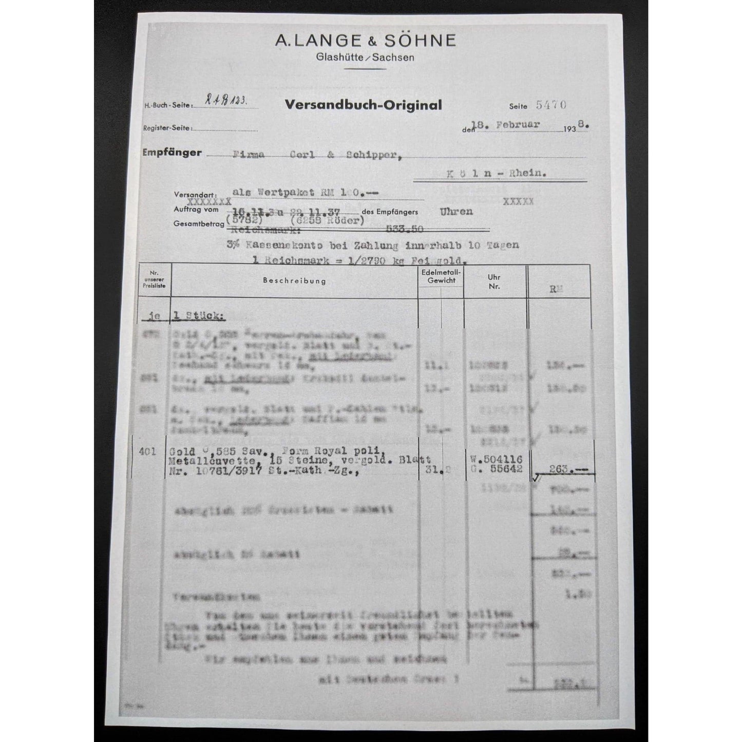 Deutsche Uhren Fabrikation Glashütte "OLIW" Lange Uhr Antique Watch1938 - Seulement 6500 pièces ont été fabriquées -Montre de mariage